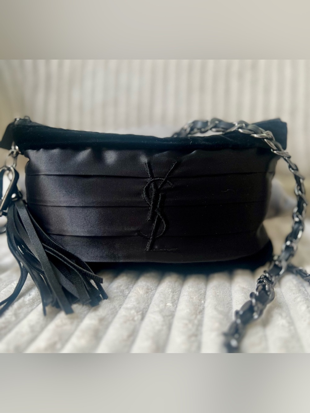 YSL Cummerbund Beauty to Upcycled Purse with Matching Mirror